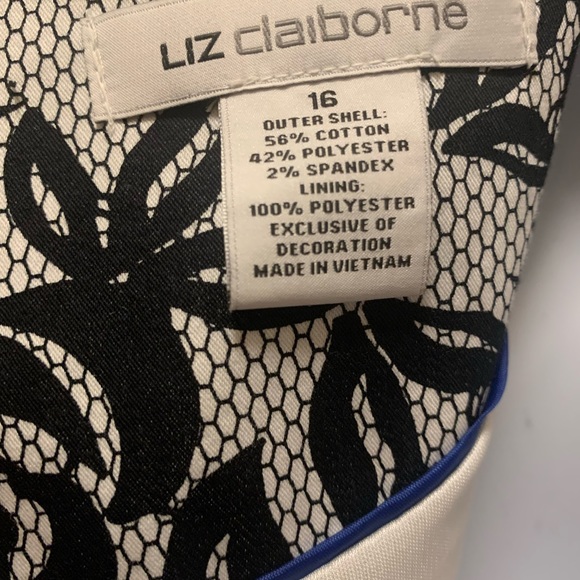 Liz Claiborne fit and flare floral dress size 16 Black White - Picture 2 of 3
